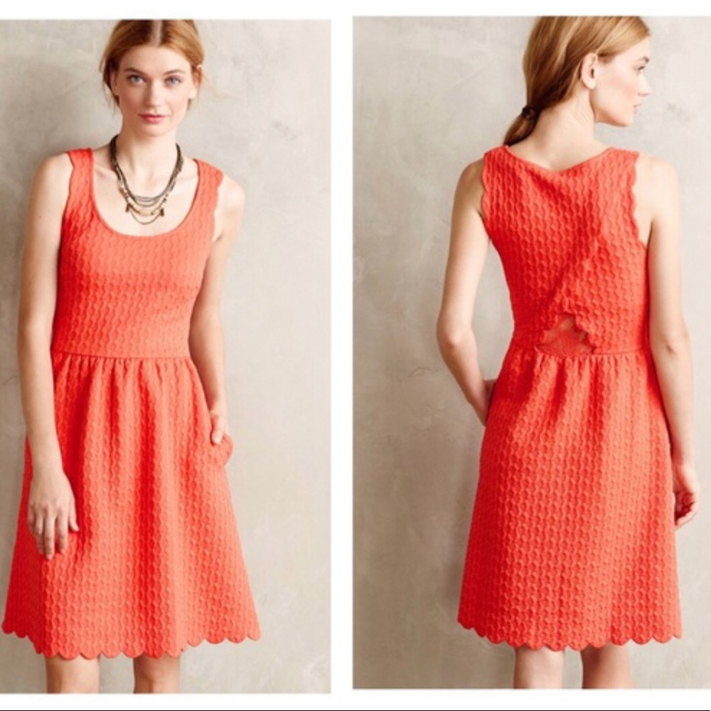 Scoop Neck Dress with scalloping